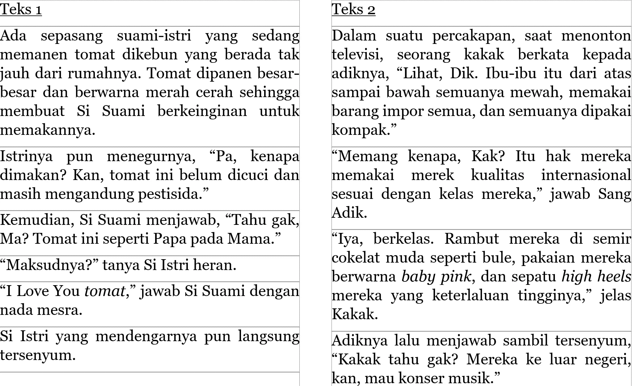 Soal 7 - Perbandingan Teks